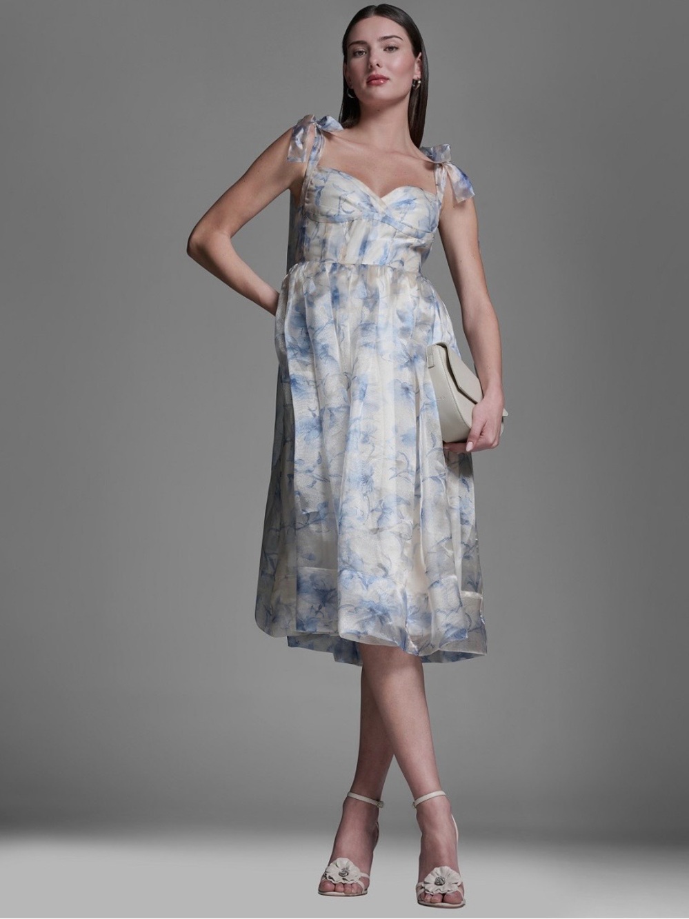 BCBG Women's Organza Corset Midi Dress